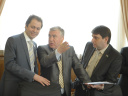 В.В. Сысоев, С.В. Ефимов и Г.И. Столяров на 14 заседании областной Думы 