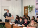Майер В.Я. выступил с отчетом о проделанной работе в избирательном округе перед педагогами города Тобольска.